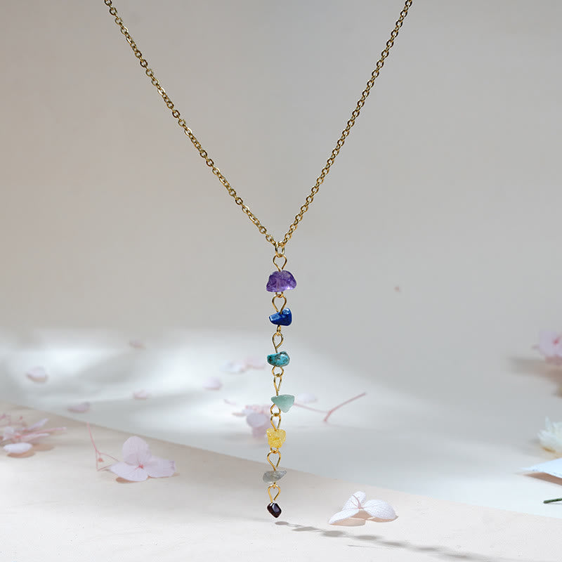 Collana con ciondolo a forma di nappa chakra in pietra naturale Olivenorma