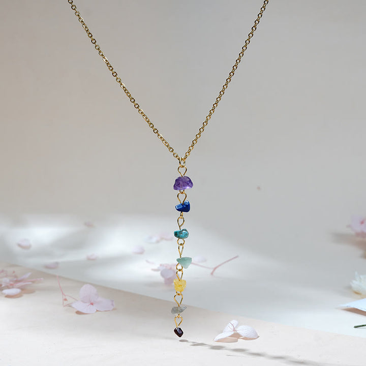 Collana con ciondolo a forma di nappa chakra in pietra naturale Olivenorma