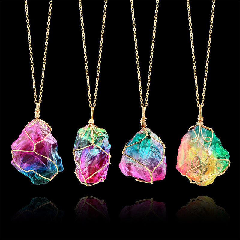 Collana vintage con pietra preziosa di fluorite Olivenorma