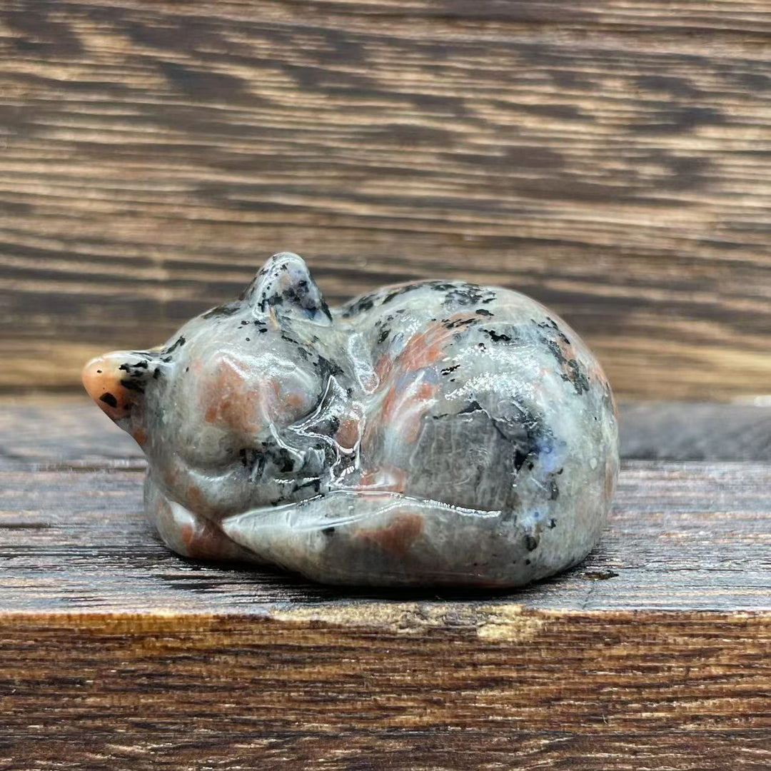 Olivenorma 4cm Decorazione in pietra preziosa di cristallo naturale a forma di gatto