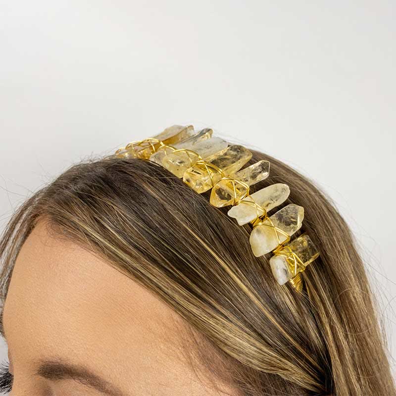 Olivenorma Citrine Gold Bridal Headband Crystal Crown - Citrino n. 1 - image 0
