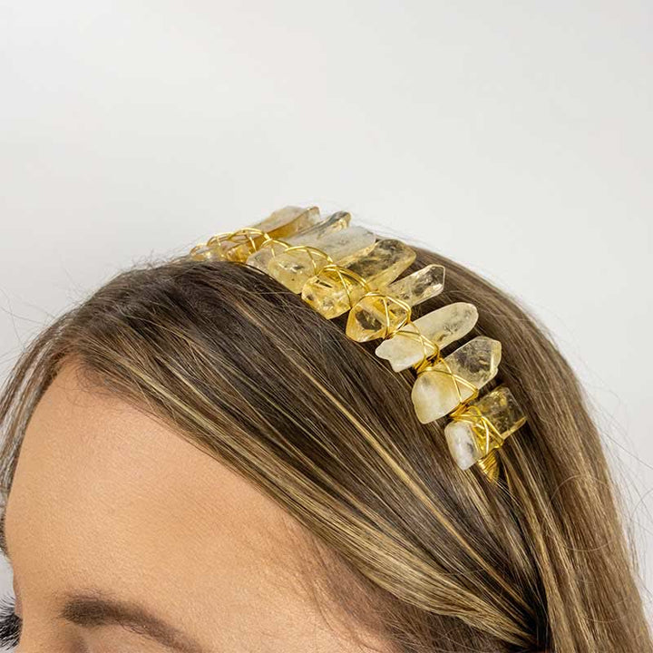 Olivenorma Citrine Gold Bridal Headband Crystal Crown - Citrino n. 1 - image 0
