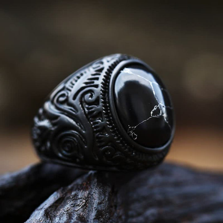 Anello in acciaio inossidabile turchese nero Olivenorma