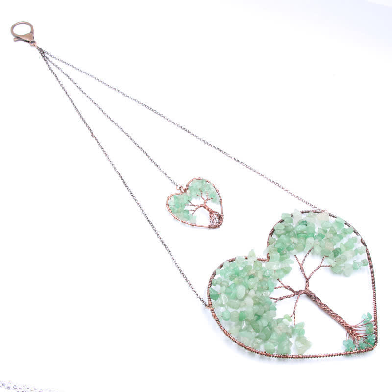 Olivenorma Cuore Forma Chakra Albero della Vita Cristallo Dream Catcher