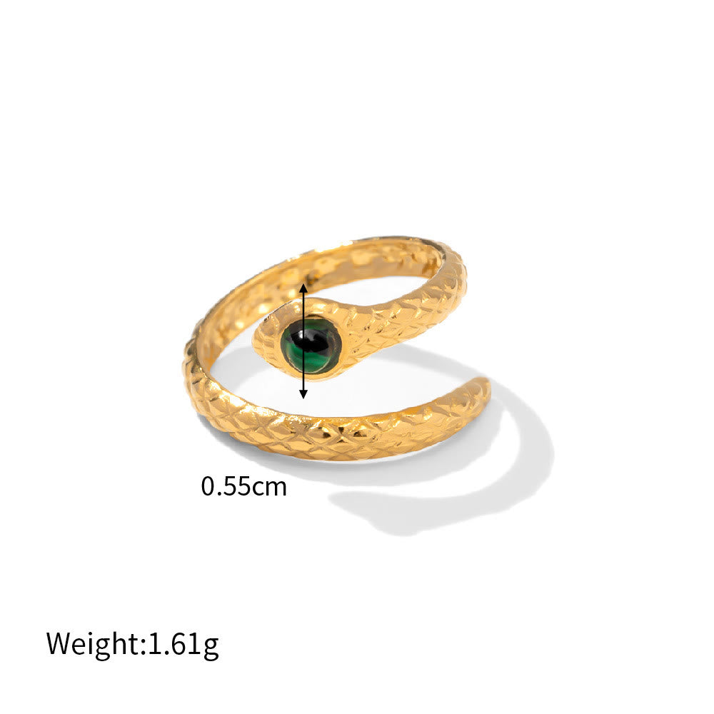 Anello irregolare regolabile in malachite naturale Olivenorma