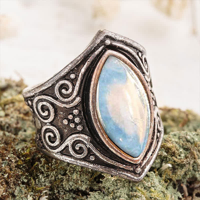 Anello di protezione curativa in pietra di luna Olivenorma