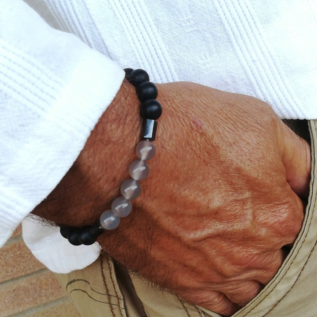 Bracciale da uomo con set di pietre preziose impilabili Olivenorma