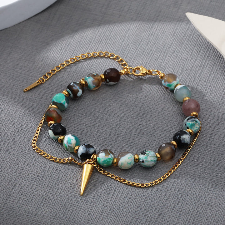 Bracciale Olivenorma multicolore in acciaio inossidabile 18K con turchese africano 