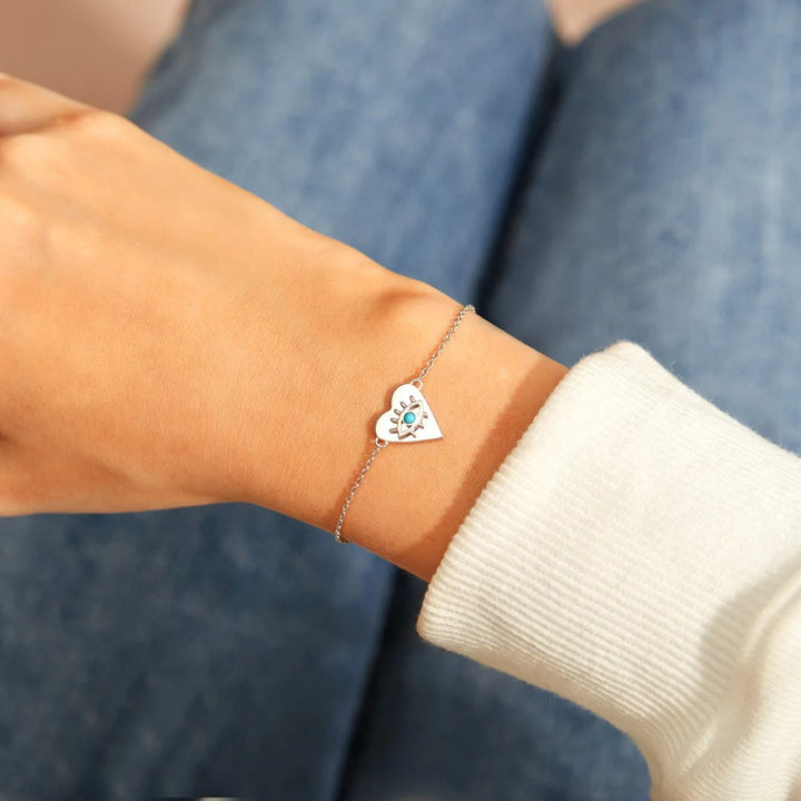 Olivenorma Heart Evil Eye Braccialetto sottile in argento turchese