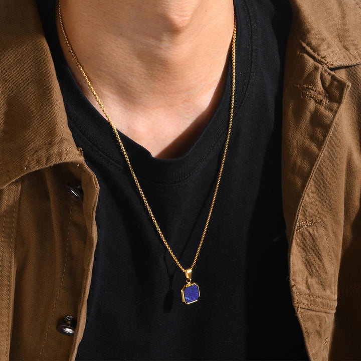 Olivenorma Collana con ciondolo quadrato da uomo con catena lunga per maglione 