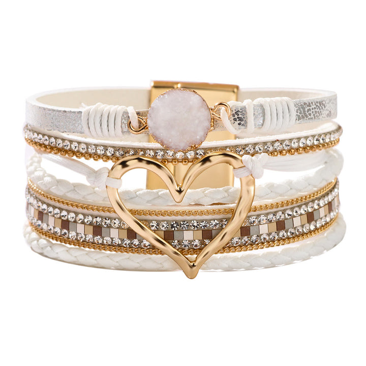 Olivenorma Bohemia Bracciale in pelle con cuore cavo
