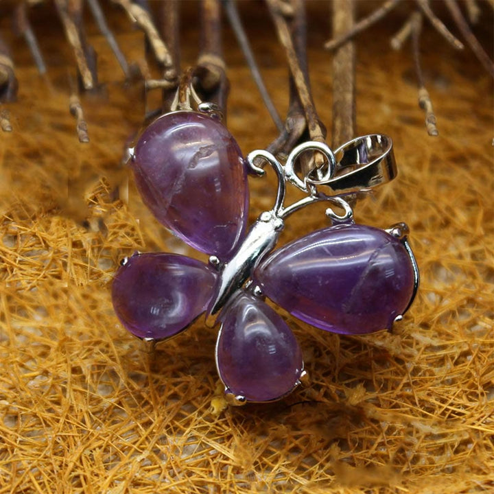 Collana a farfalla con pietra preziosa di cristallo naturale Olivenorma