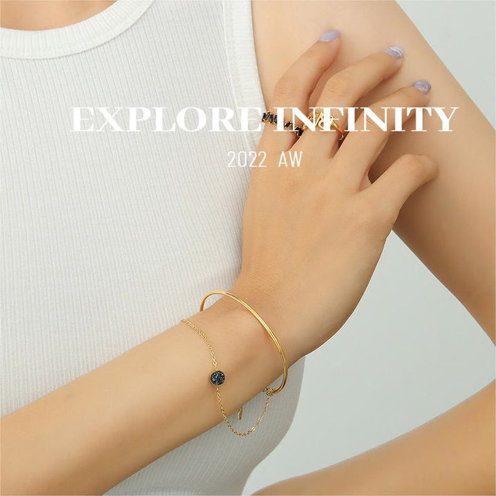 Bracciale Olivenorma in tormalina nera a doppio strato placcato in oro 18k