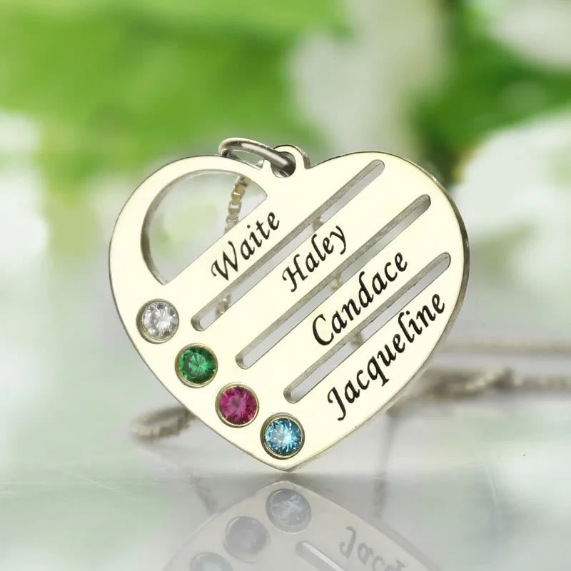 Collana con ciondolo con nome e pietra portafortuna a forma di cuore Olivenorma