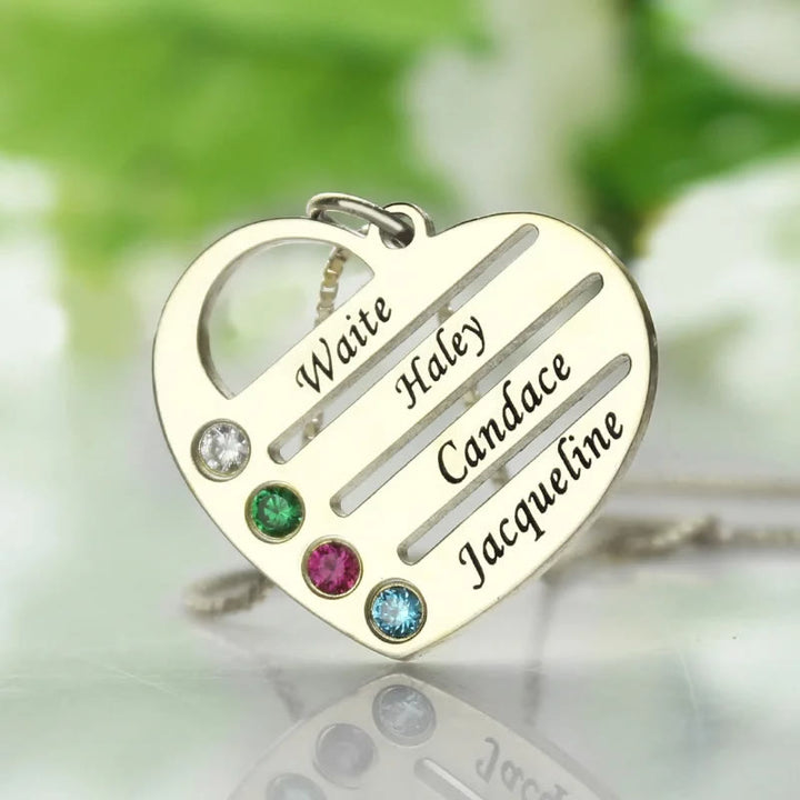Collana con ciondolo con nome e pietra portafortuna a forma di cuore Olivenorma