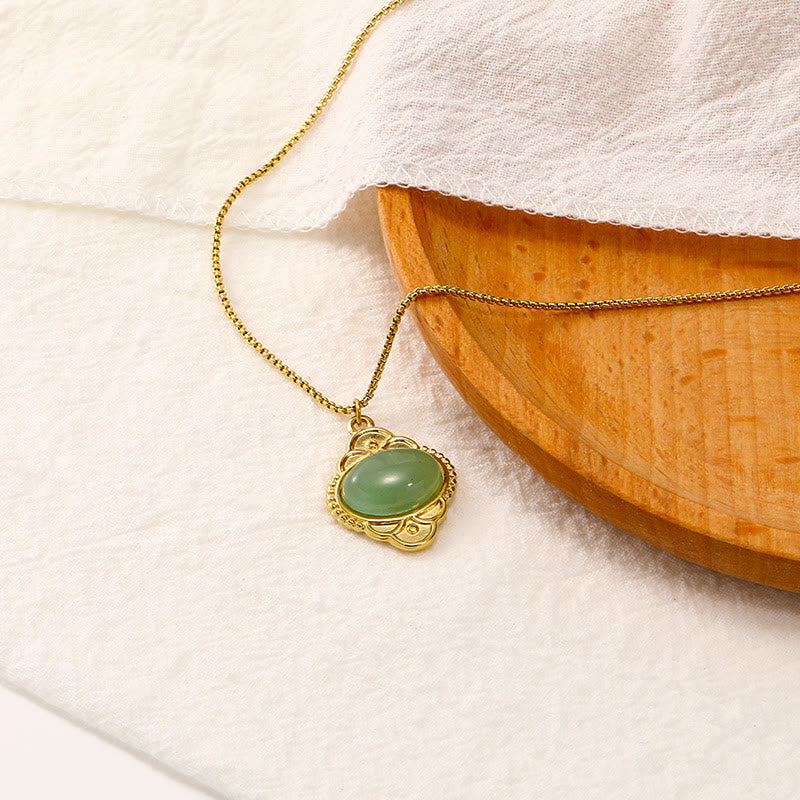Collana con ciondolo intarsiato in pizzo retrò in pietra naturale Olivenorma Palace