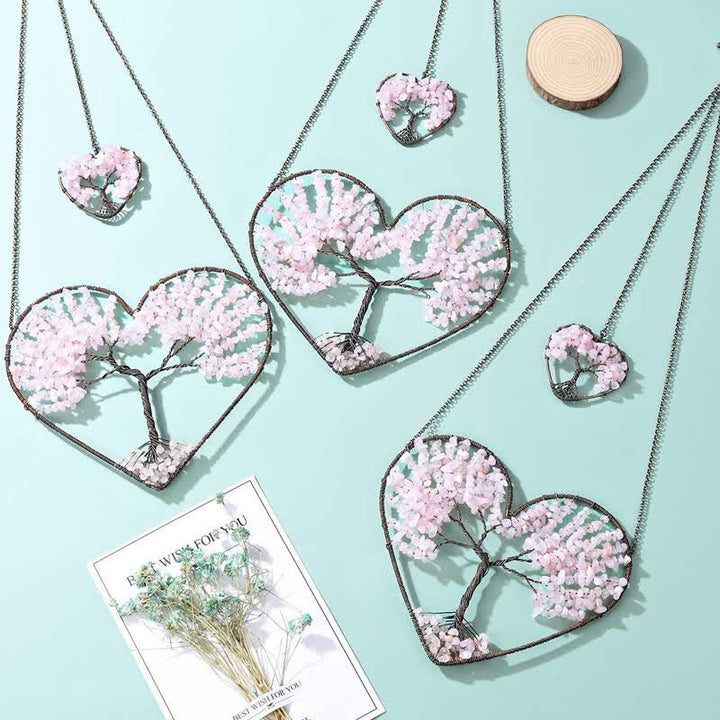 Olivenorma Cuore Forma Chakra Albero della Vita Cristallo Dream Catcher
