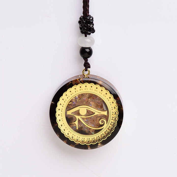 Collana con simbolo dell'occhio di Horus in ossidiana e agata rossa Olivenorma