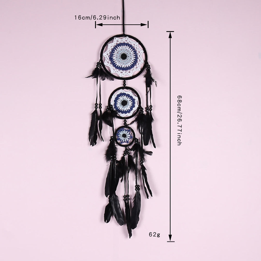 Olivenorma Evil Eye Acchiappasogni Bianco e Nero a Tre Cerchi