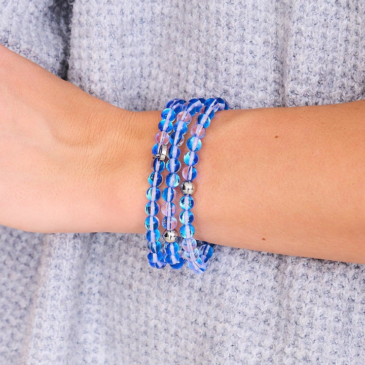 Braccialetto di perline di cristallo blu Olivenorma 