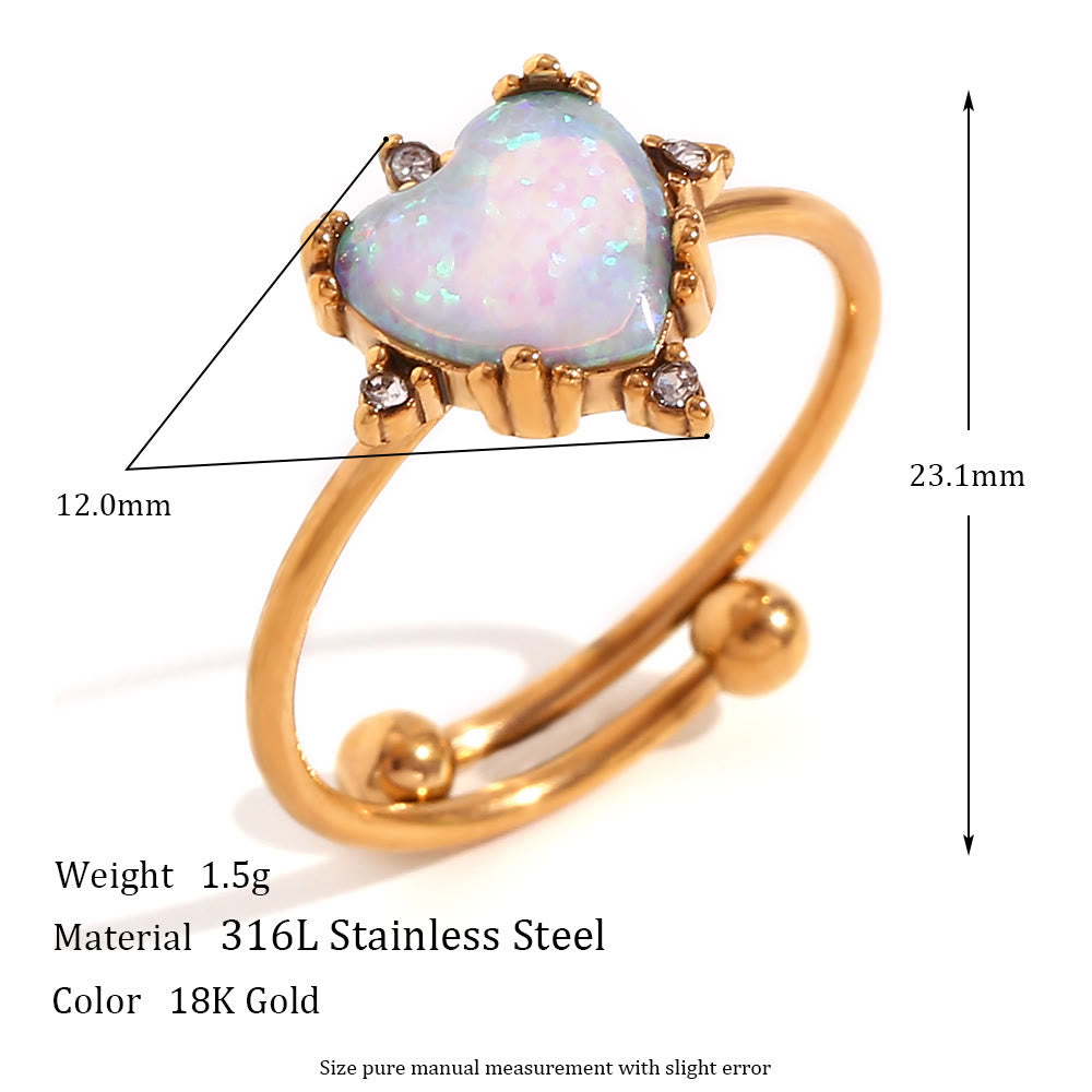 Anello regolabile Olivenorma Natural Opal Sun Heart 