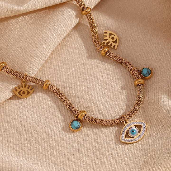 Collana Olivenorma con catena spessa e zircone bianco turchese malocchio 