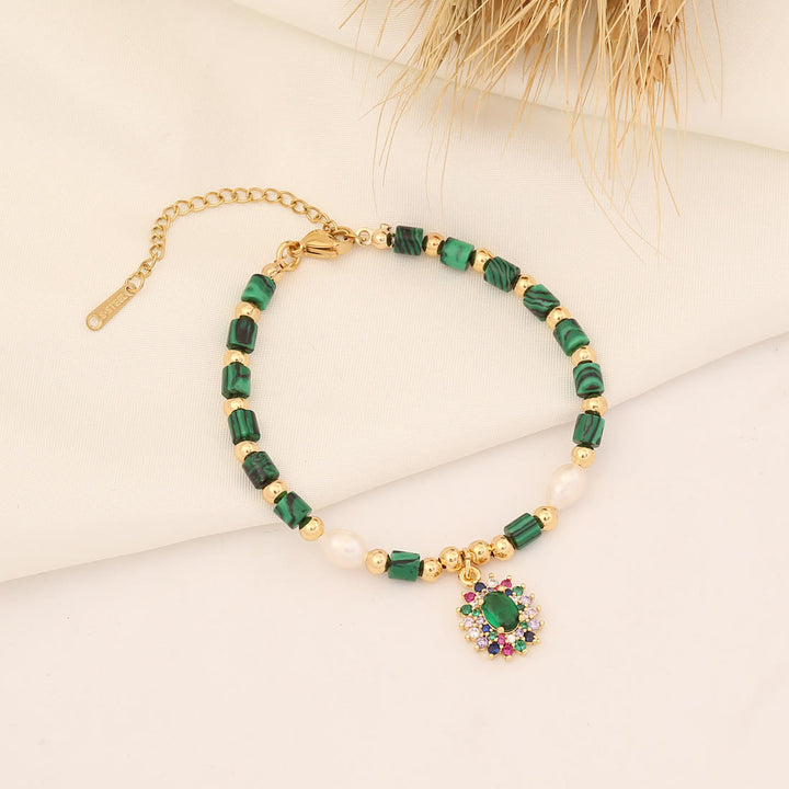 Bracciale con ciondolo anti-malocchio in cristallo naturale Olivenorma
