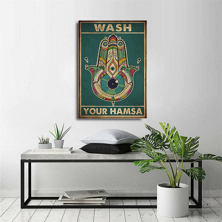 Olivenorma Chakra Yoga "LAVA IL TUO HAMSA" Poster del malocchio