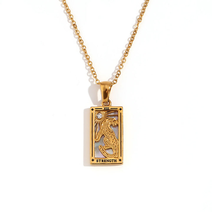 Collana con tarocchi in acciaio inossidabile placcato oro 18k Olivenorma 