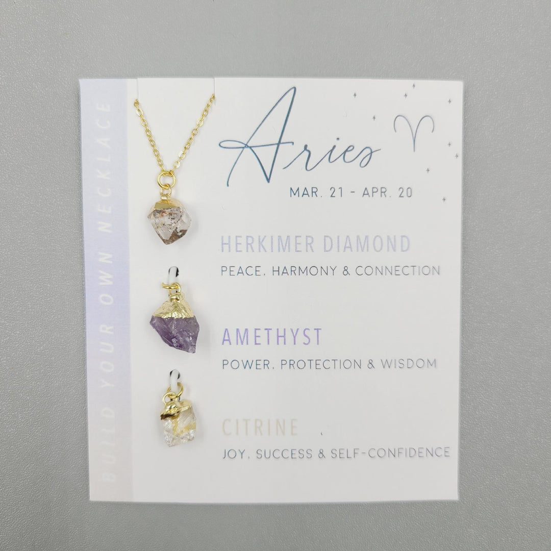 Collana con pendenti in cristallo grezzo dello zodiaco Olivenorma 