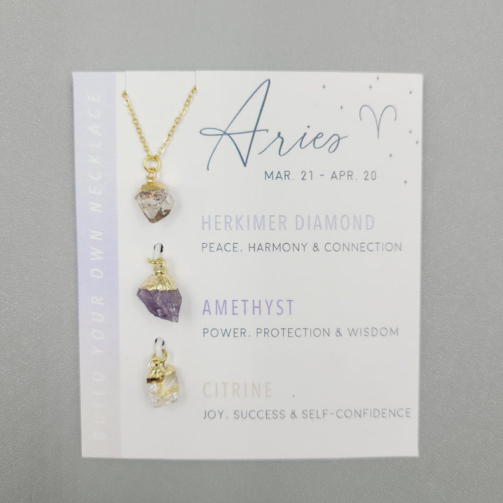 Collana con pendenti in cristallo grezzo dello zodiaco Olivenorma 