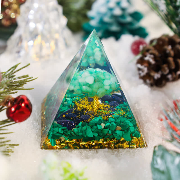 Olivenorma "Foresta Verde" - Piramide di Orgone dell'Albero della Vita in Malachite