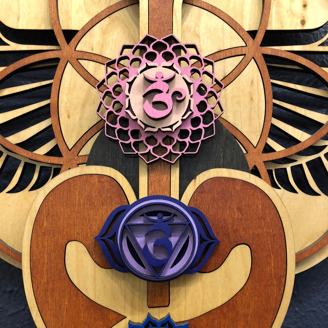 Olivenorma Kundalini Chakra Decorazione murale in legno dipinto a mano