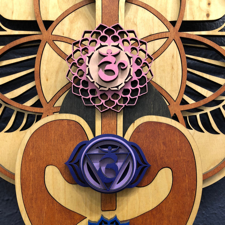 Olivenorma Kundalini Chakra Decorazione murale in legno dipinto a mano