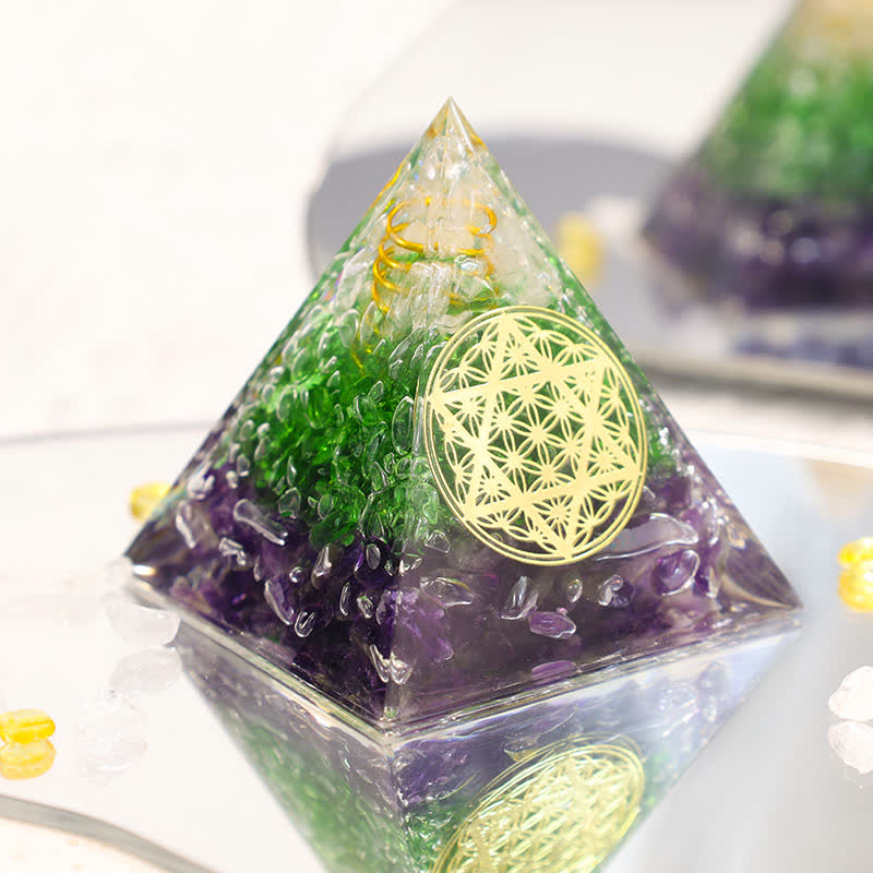 Olivenorma Fiore della vita Esagramma Cristallo Orgone Piramide