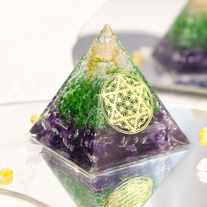 Olivenorma Fiore della vita Esagramma Cristallo Orgone Piramide