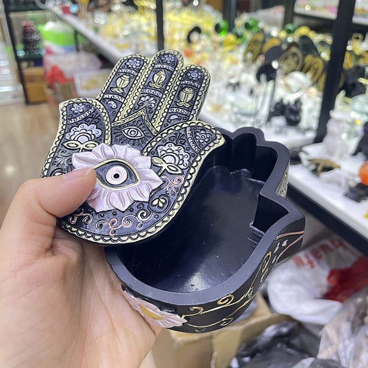 Olivenorma dipinto a mano malocchio Hamsa Box Ornamet Decoration