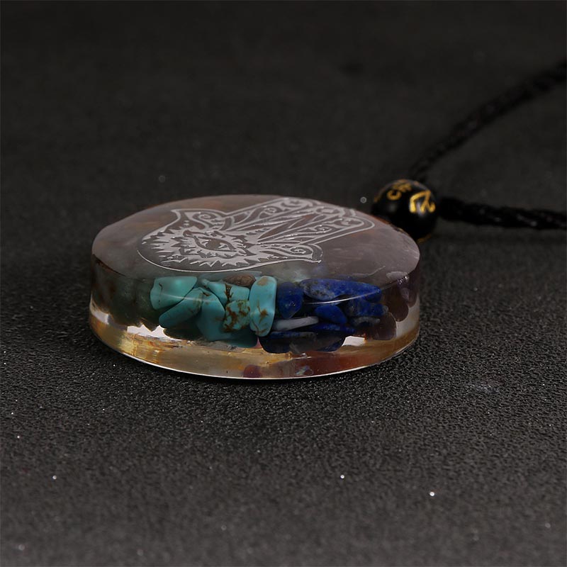 Collana con simbolo del malocchio in pietra di cristallo naturale dei chakra Olivenorma 