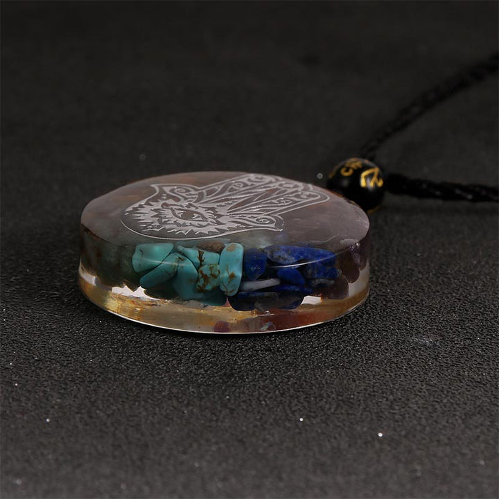 Collana con simbolo del malocchio in pietra di cristallo naturale dei chakra Olivenorma 