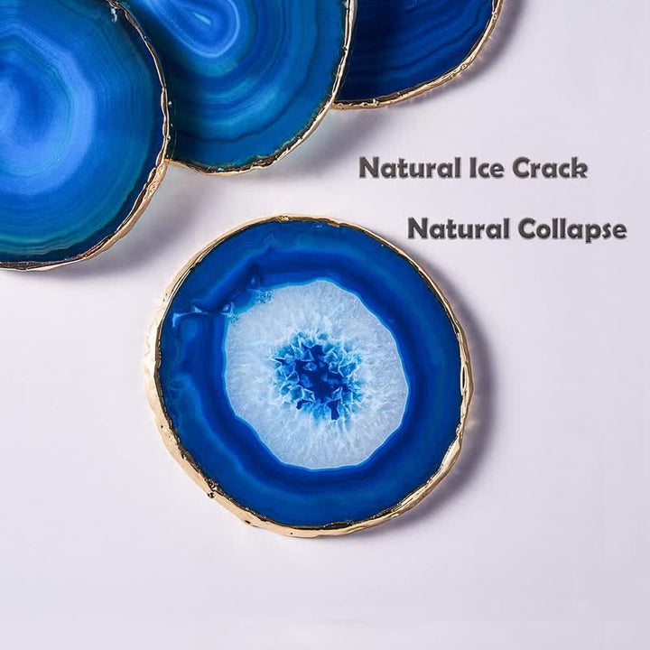 Sottobicchiere Olivenorma in Agata Blu Decorazione con pietre preziose