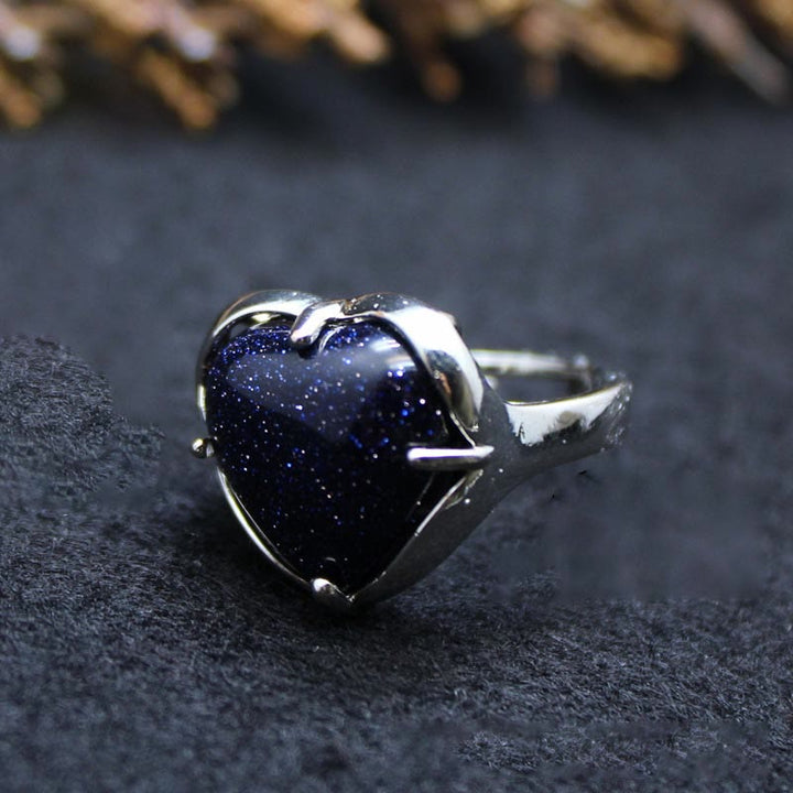 Anello a forma di cuore in cristallo di pietra naturale Olivenorma
