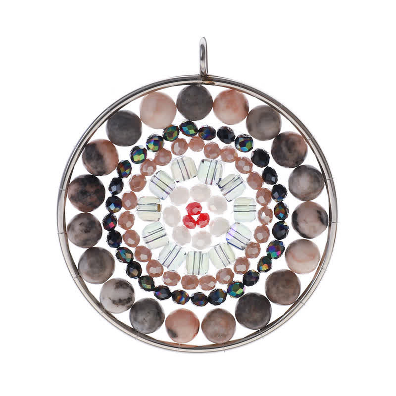 Collana di cristallo con ciondolo rotondo con fiore di datura di Olivenorma