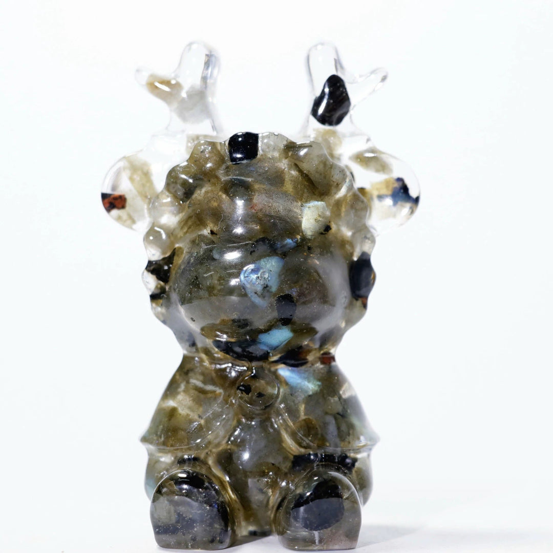 Ornamento di alce in cristallo naturale Olivenorma, decorazione con pietre preziose