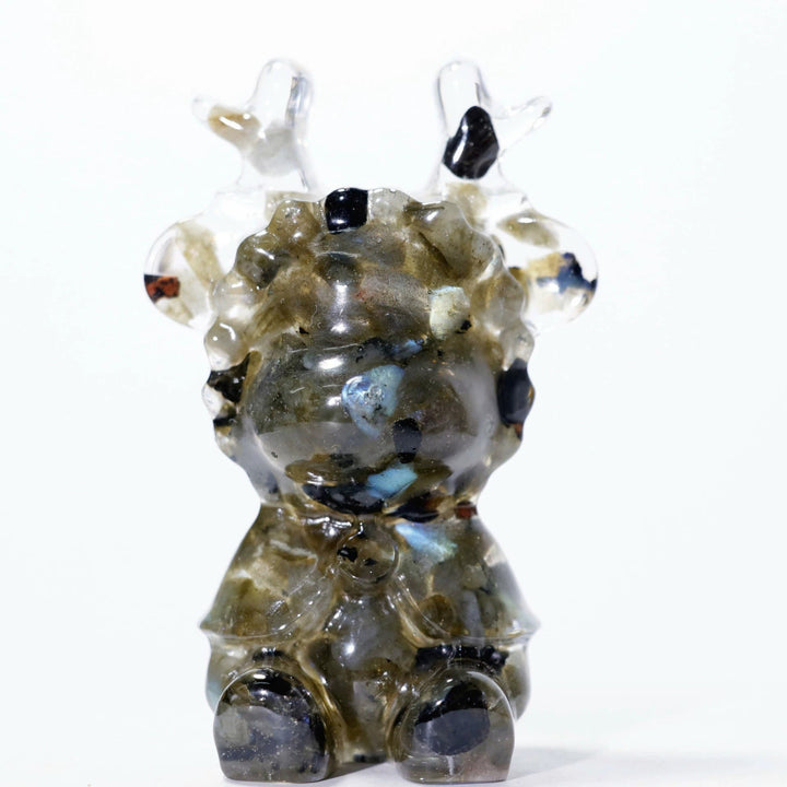 Ornamento di alce in cristallo naturale Olivenorma, decorazione con pietre preziose