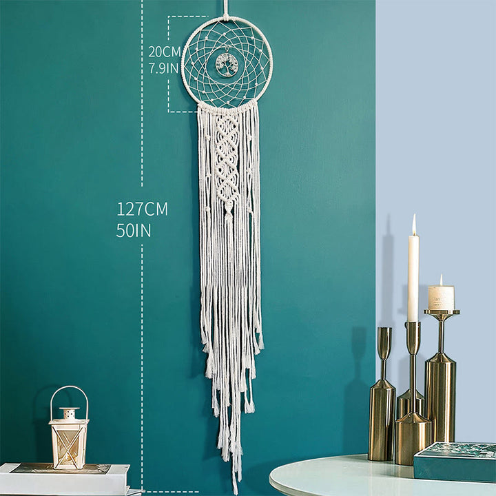 Olivenorma Acchiappasogni in cristallo con albero della vita solare rotondo intrecciato 