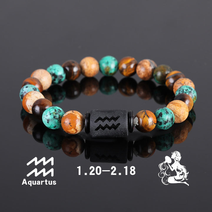 Bracciale con ciondolo zodiacale in bronzite con occhio di tigre Olivenorma