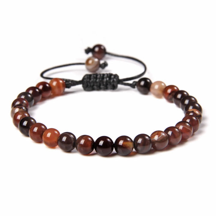 Bracciale intrecciato con perline di pietra naturale Olivenorma da 6 mm 
