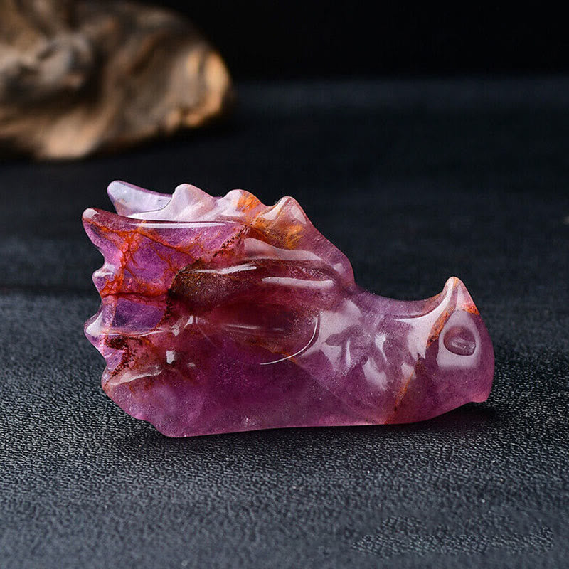 Olivenorma Decorazione con pietra preziosa a forma di teschio con testa di drago da 3,2 pollici