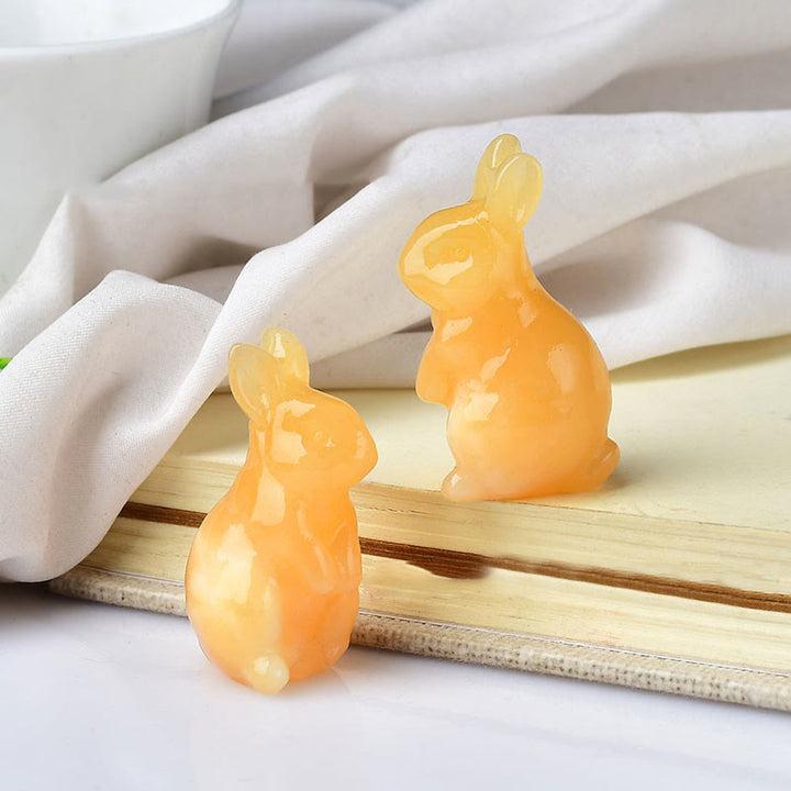 Olivenorma - Decorazione in pietra preziosa con statuetta di cristallo a forma di coniglietto pasquale 