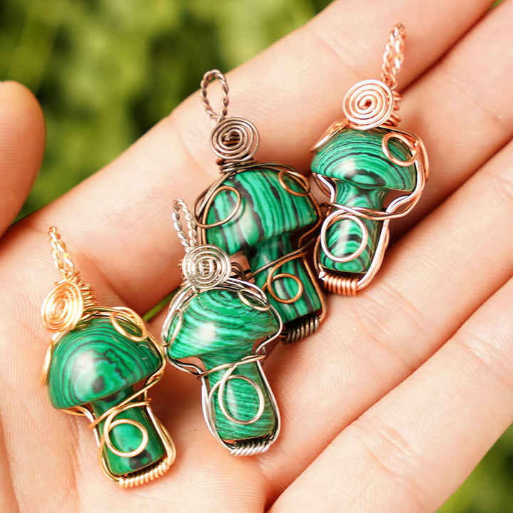Collana con fungo in pietra curativa naturale Olivenorma